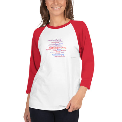 Word Cloud women's 3/4 sleeve raglan shirt