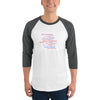 Word Cloud men's 3/4 sleeve raglan shirt