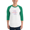 Word Cloud men's 3/4 sleeve raglan shirt